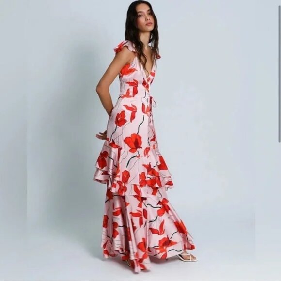 Hutch Floral Maxi Dress in Red and White - Picture 2 of 3
